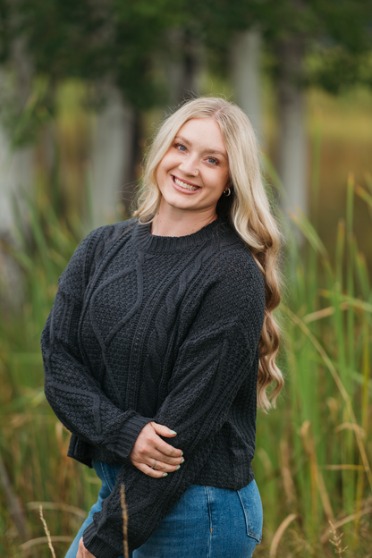 Cable Knit Sweater - Charcoal