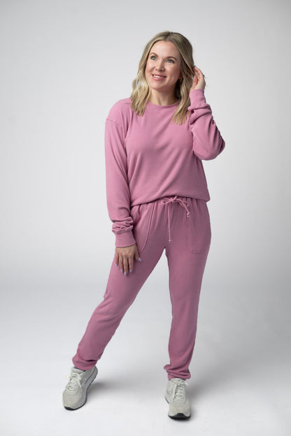 Corrine Ribbed Pullover Top - Rose