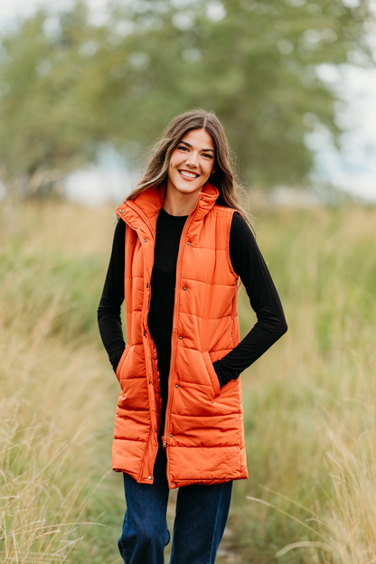 Harlow Long Vest - Pumpkin