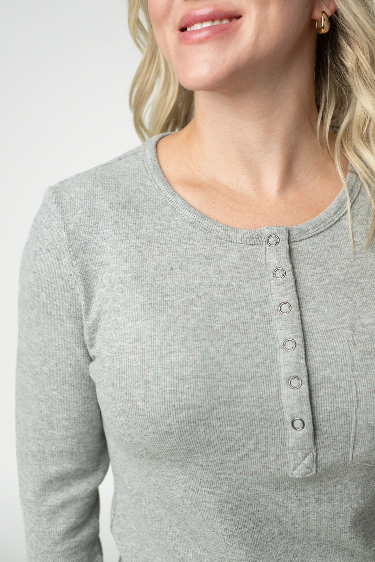 Georgia Long Sleeve Top - Light Grey