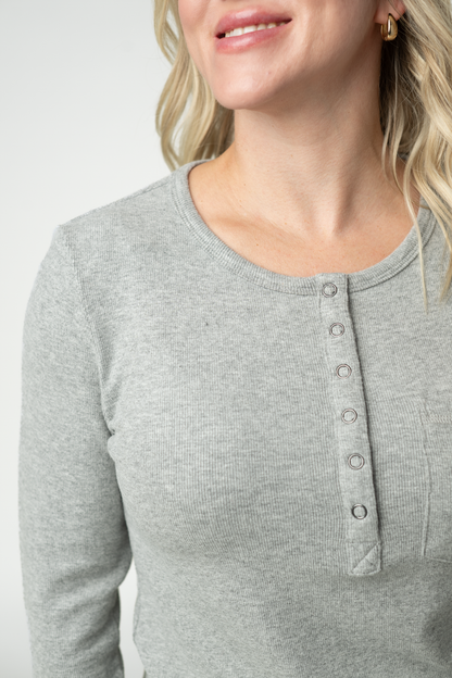 Georgia Long Sleeve Top - Light Grey
