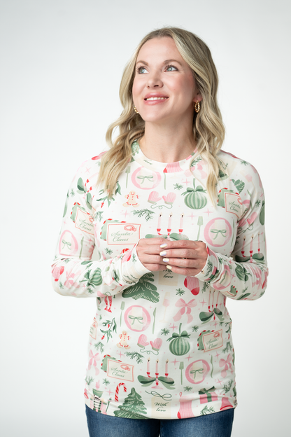 Blair Long Sleeve Top - Pink Pine Noel