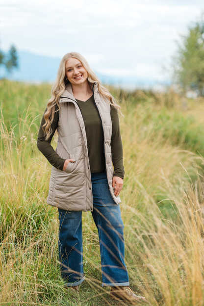 Harlow Long Vest - Latte