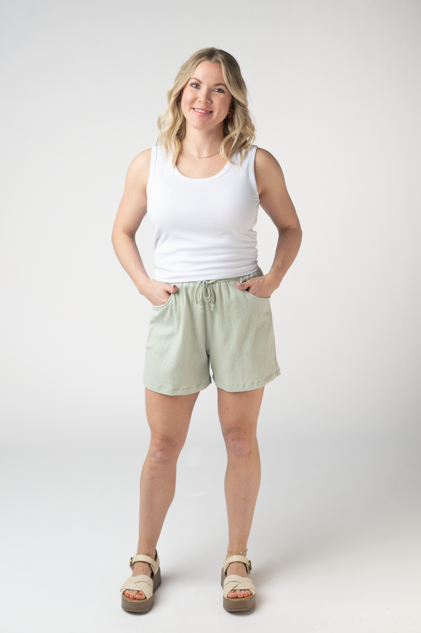 IN STOCK Candice Crinkle Shorts - Light Green
