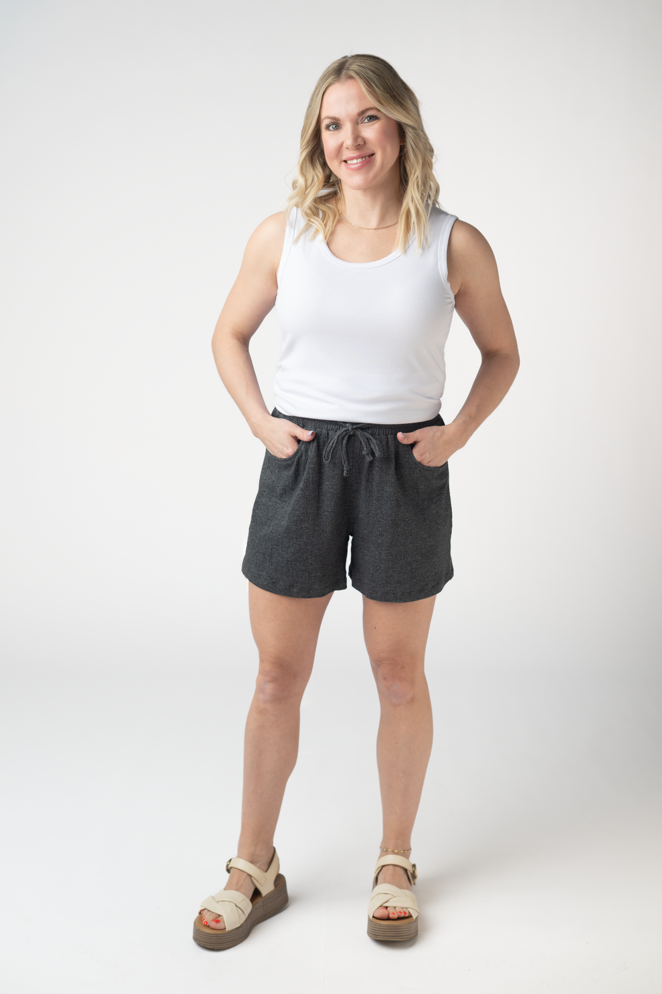 IN STOCK Candice Crinkle Shorts - Charcoal