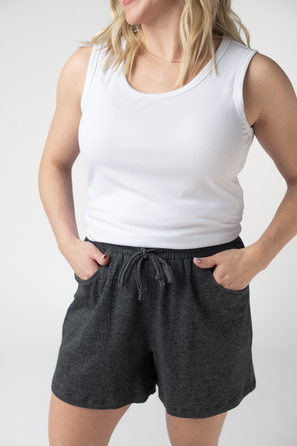 Candice Crinkle Shorts - Charcoal
