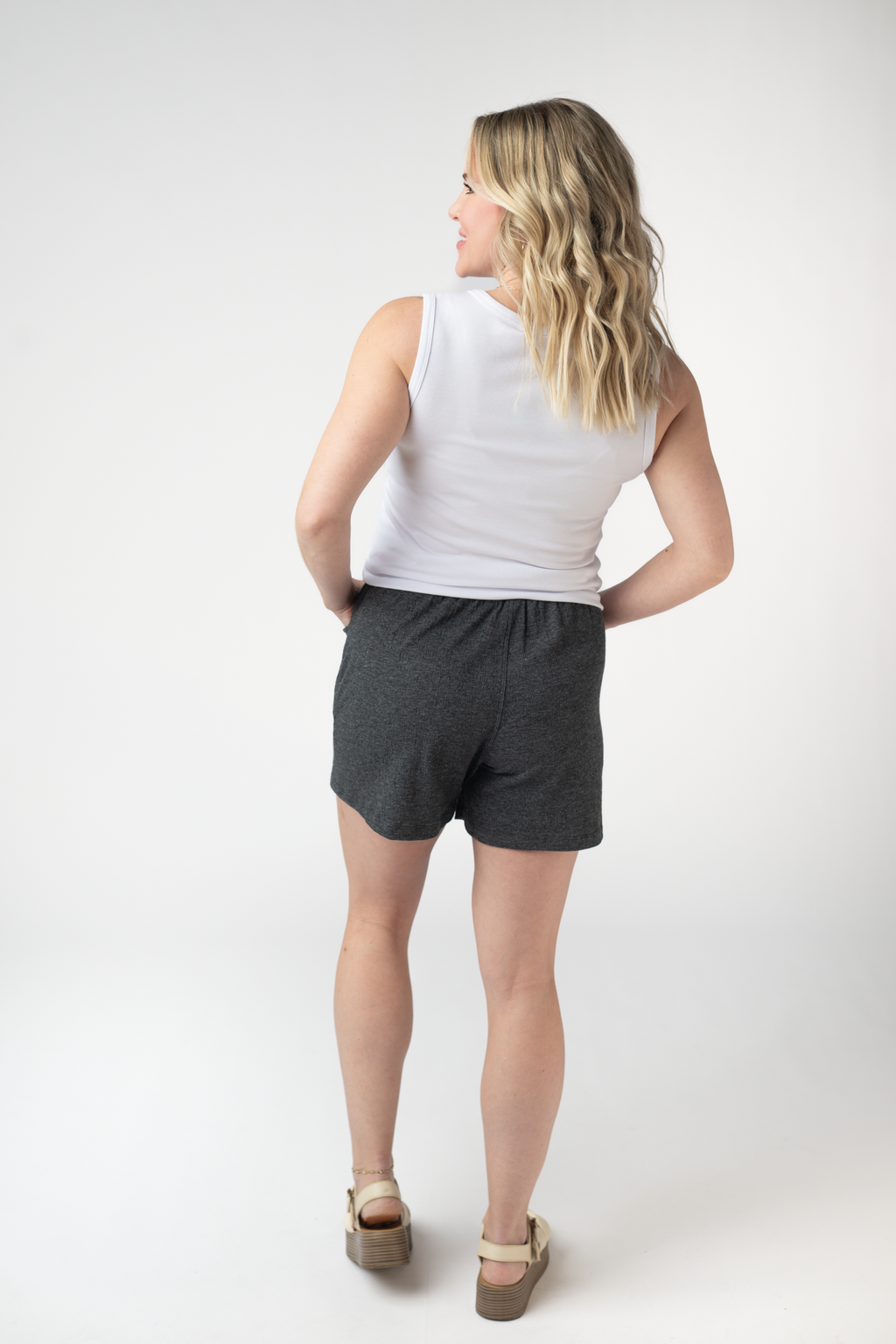 Candice Crinkle Shorts - Charcoal