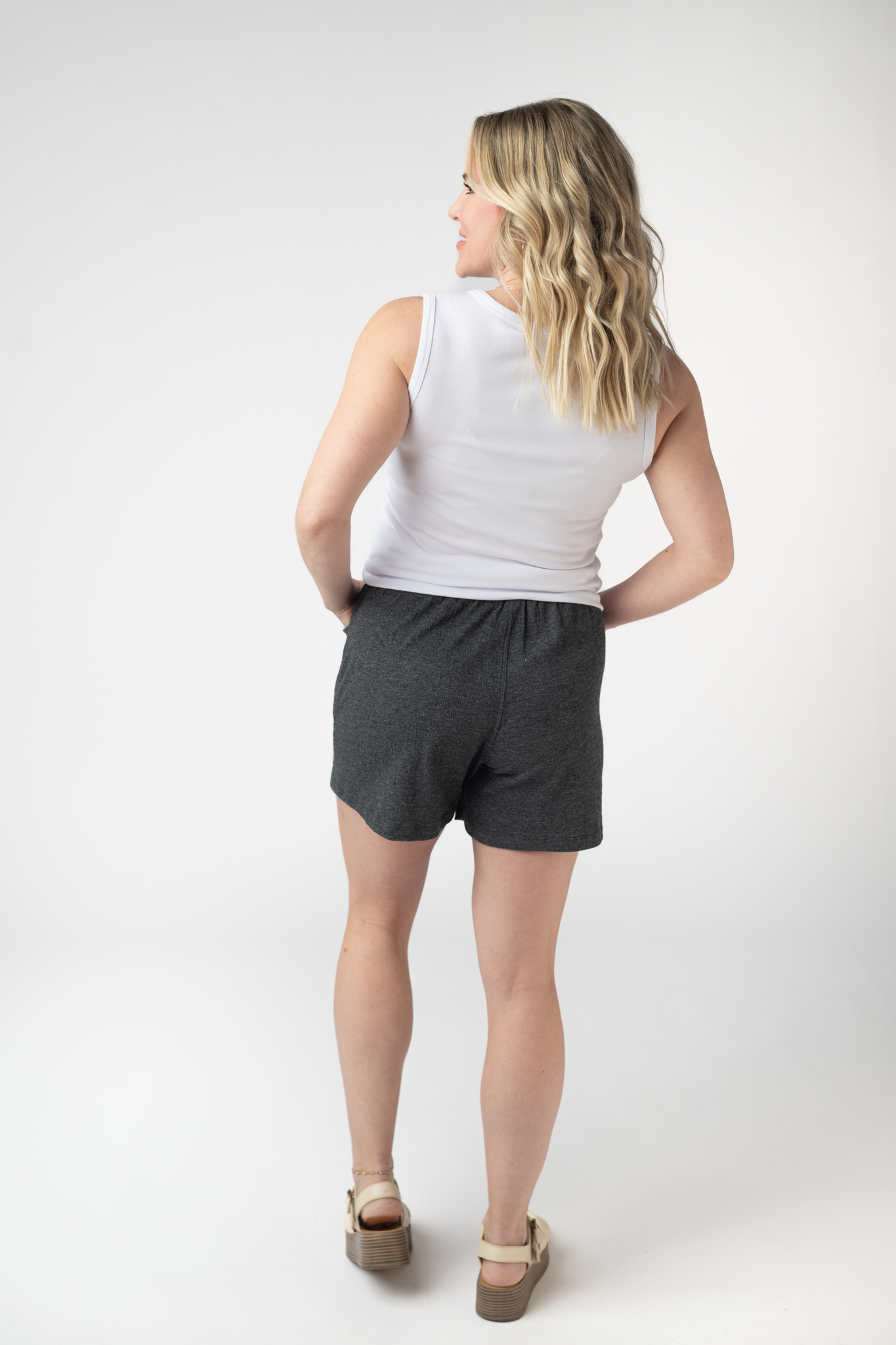 IN STOCK Candice Crinkle Shorts - Charcoal