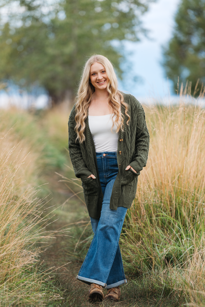 Brooks Button Sweater Cardigan - Olive