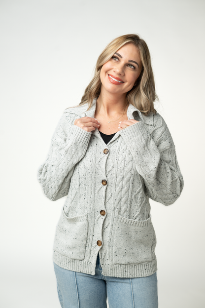 Confetti Dot Cable Cardigan Jacket - Grey