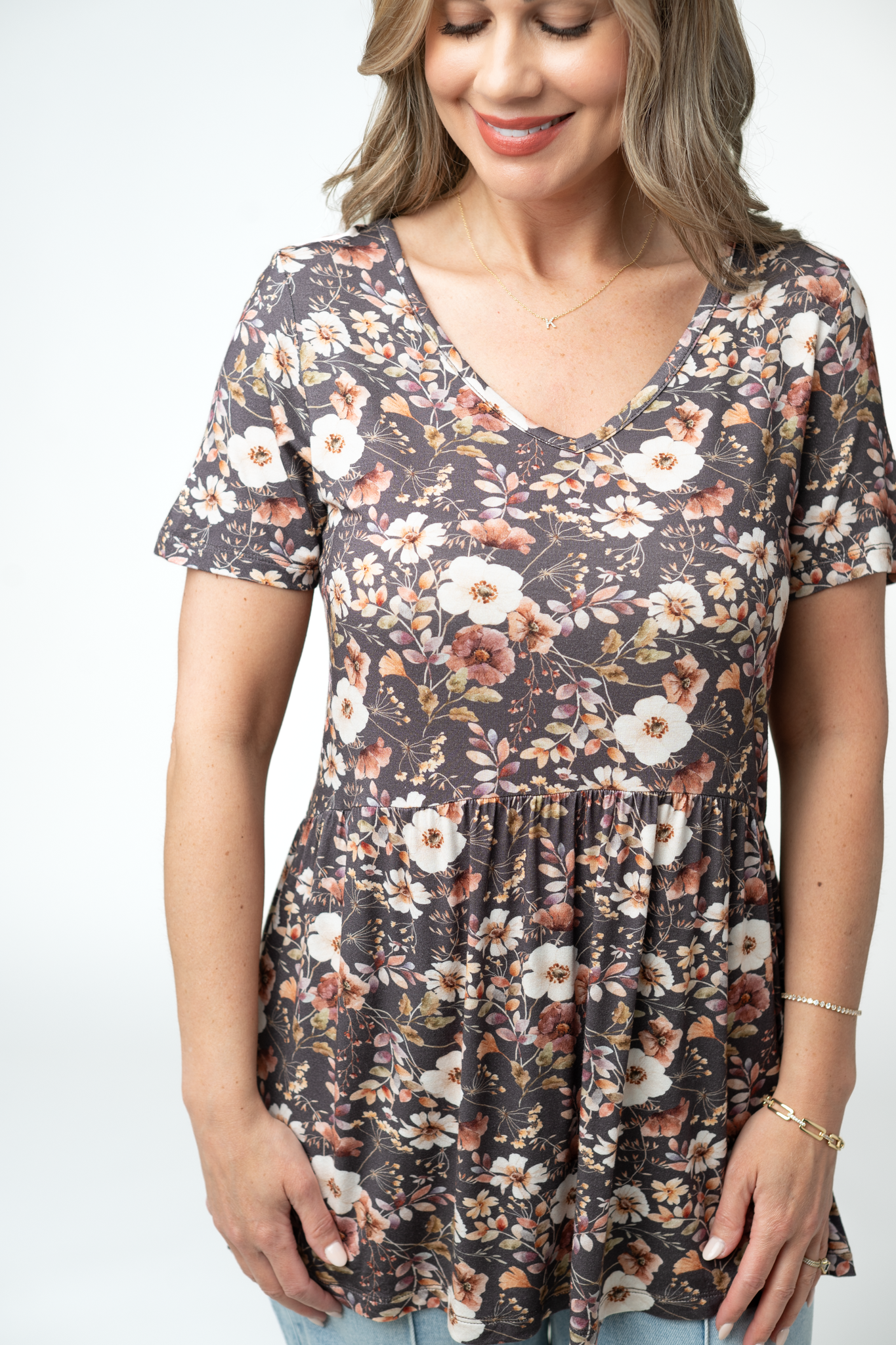 Sarah Ruffle Short Sleeve - Blushwood Floral