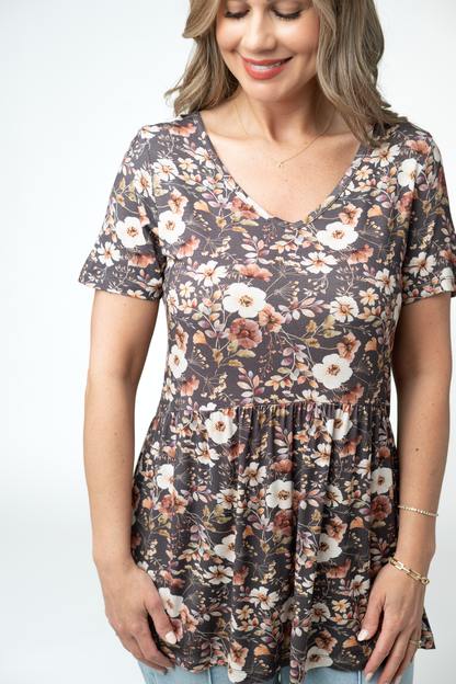 Sarah Ruffle Short Sleeve - Blushwood Floral