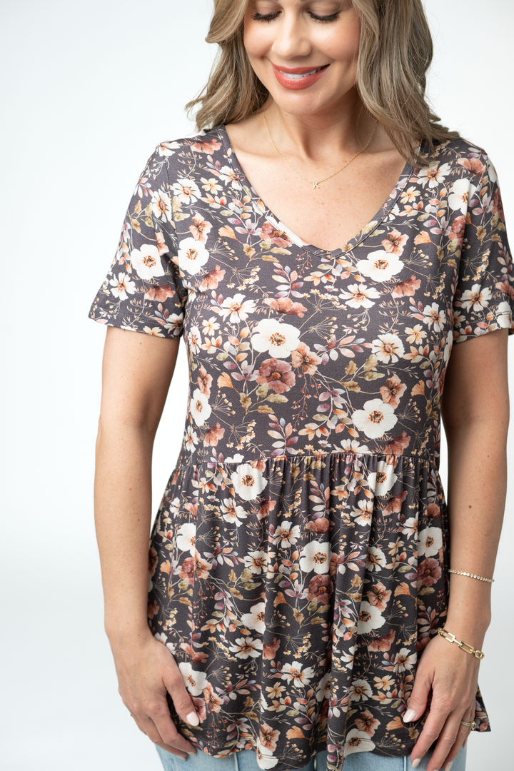 Sarah Ruffle Short Sleeve - Blushwood Floral