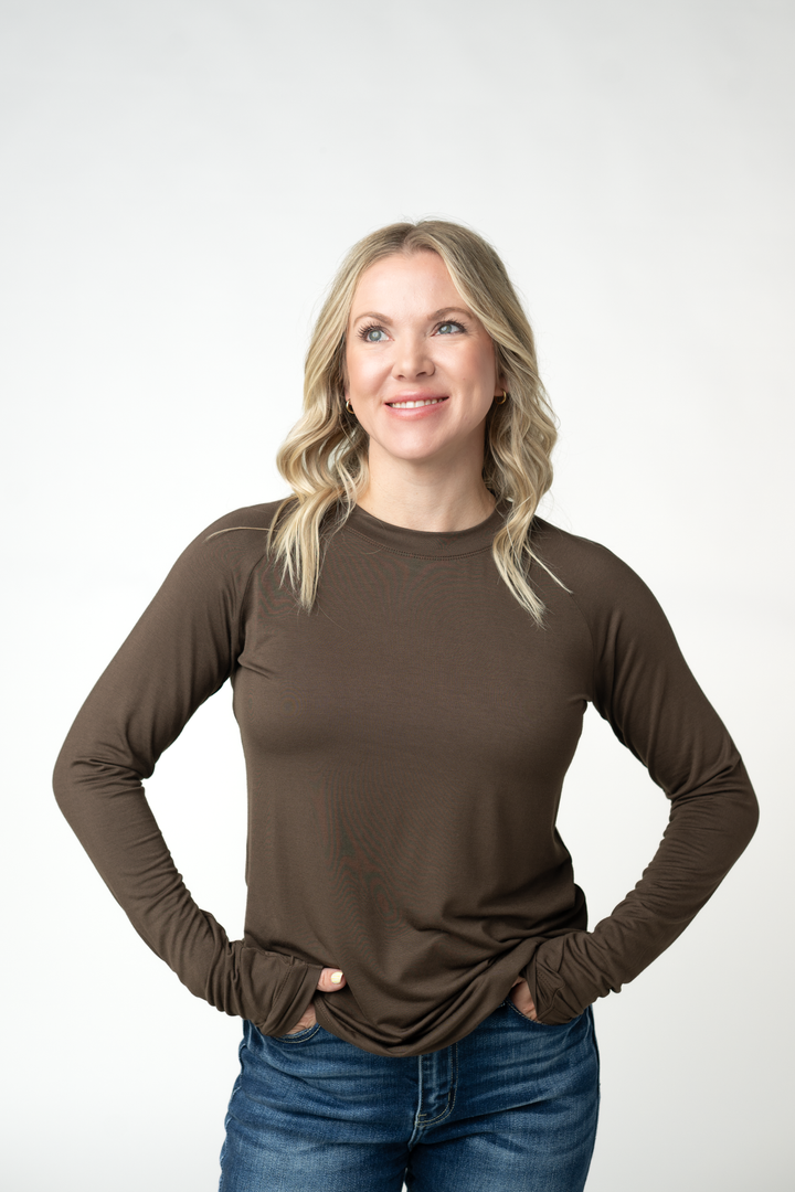 Blair Long Sleeve Top - Brown