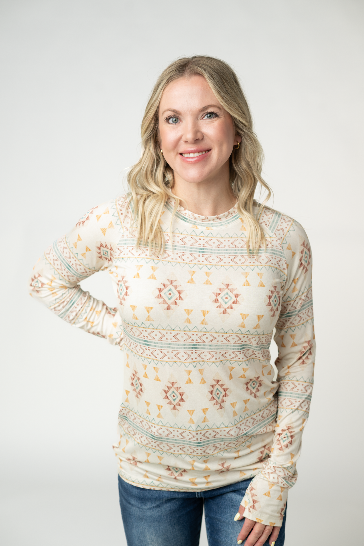 Blair Long Sleeve Top - Desert Geometric