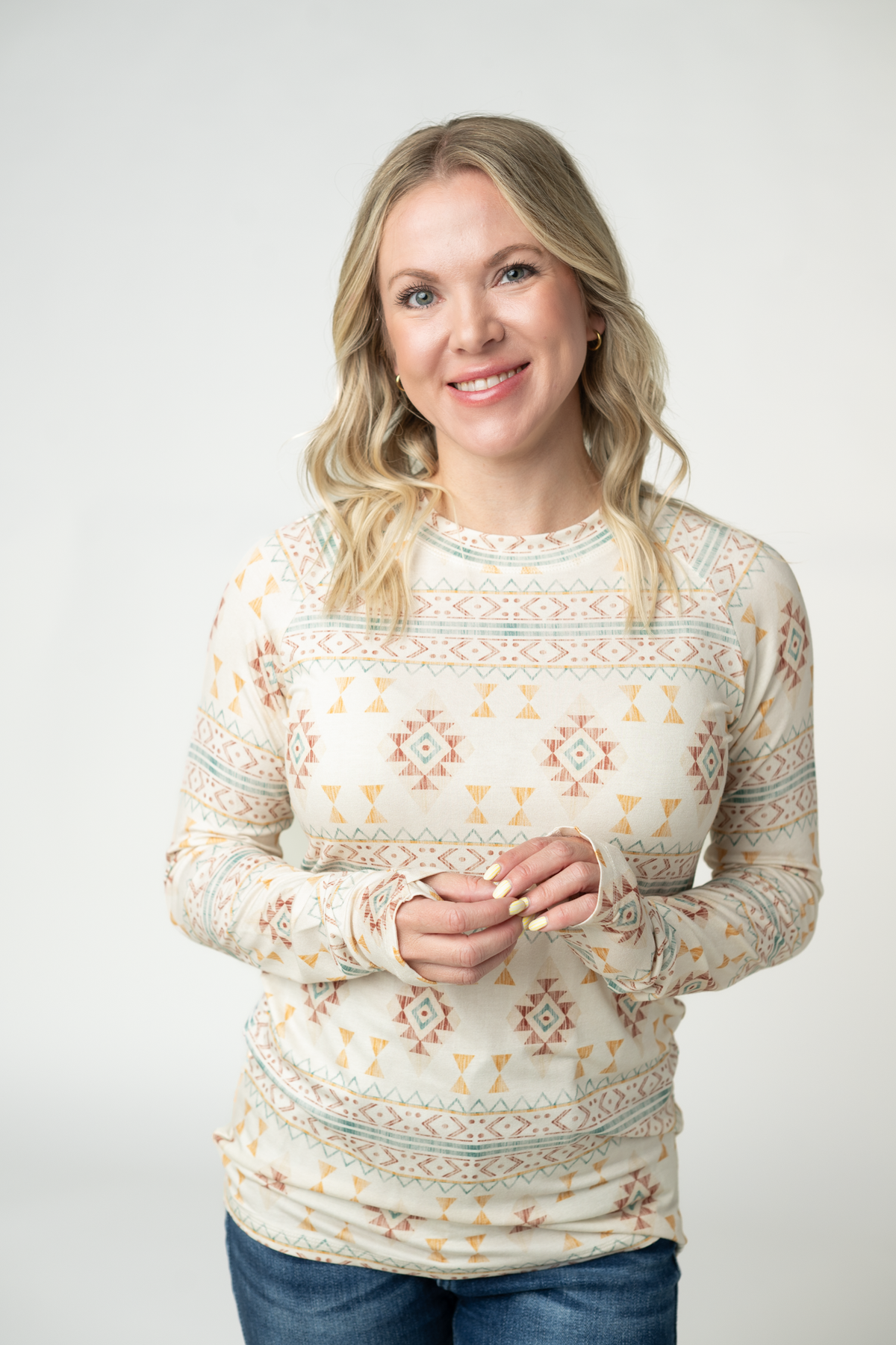 Blair Long Sleeve Top - Desert Geometric