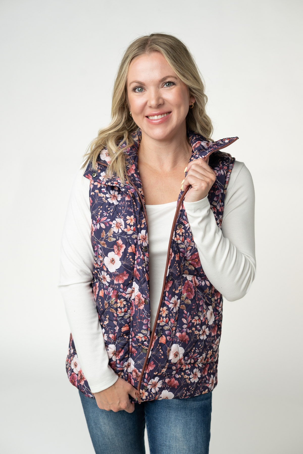Remy Zip Up Vest - Blushwood Floral