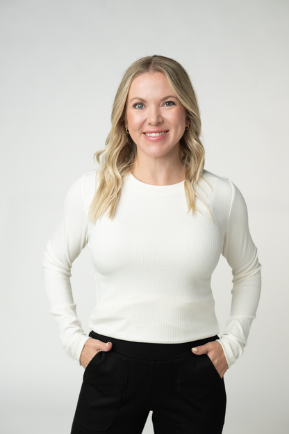 Reese Ribbed Long Sleeve Top - Ivory
