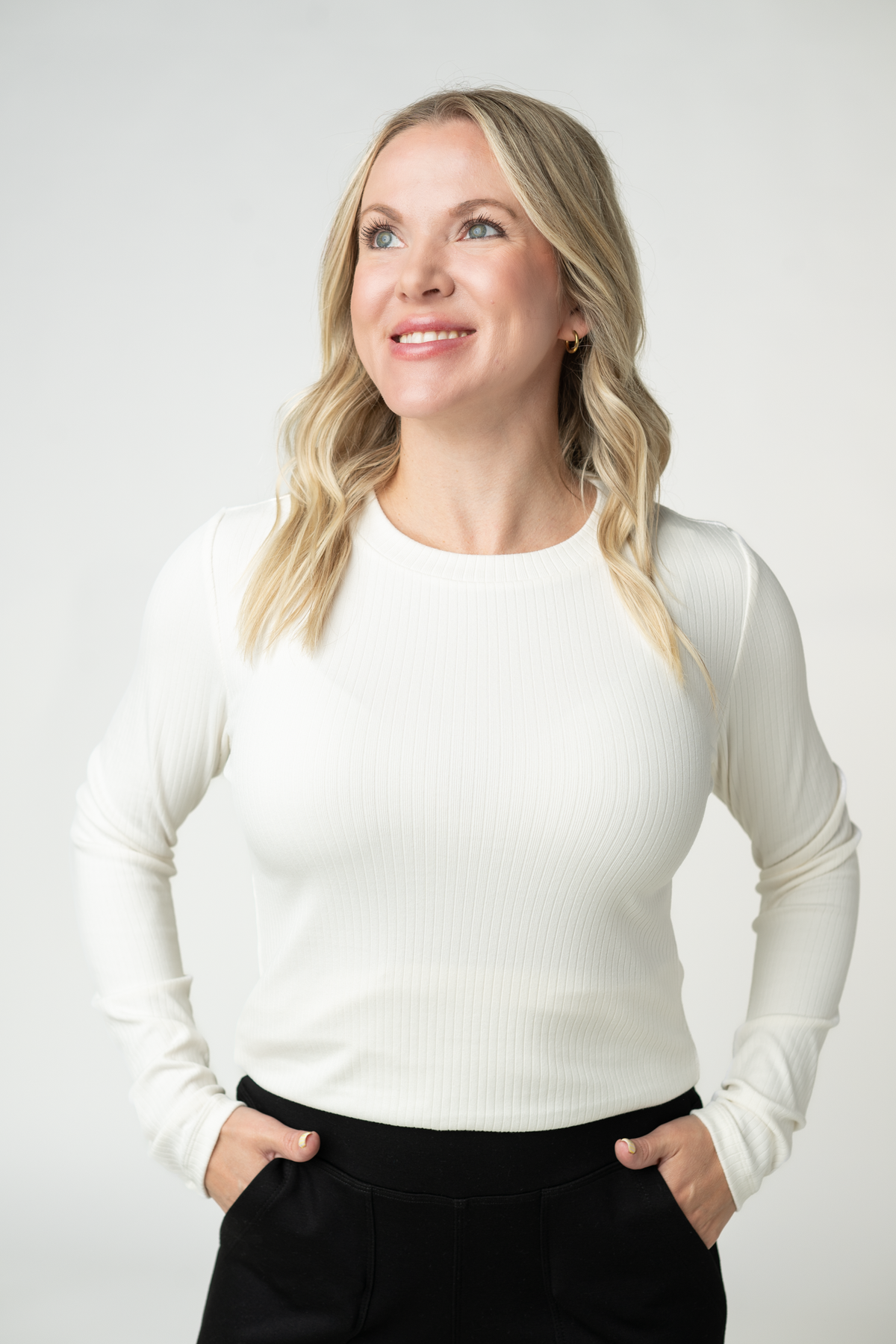 Reese Ribbed Long Sleeve Top - Ivory