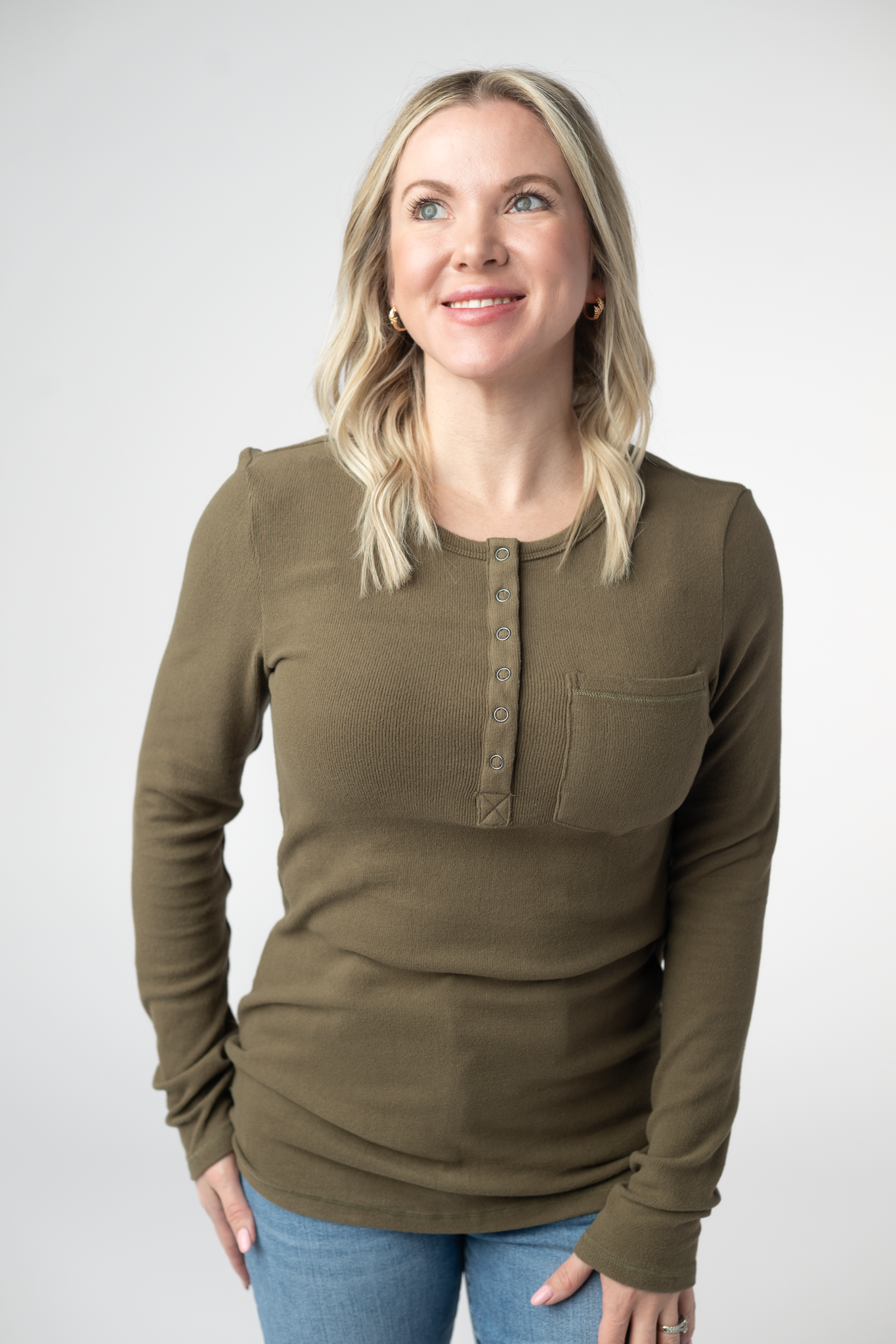 Georgia Long Sleeve Top - Olive