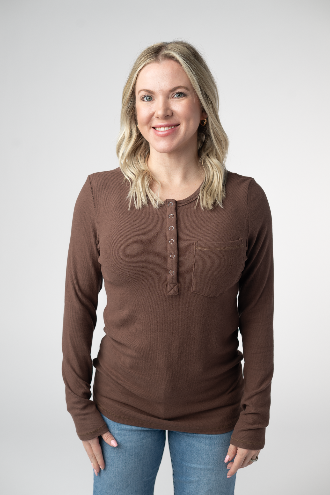 Georgia Long Sleeve Top - Brown