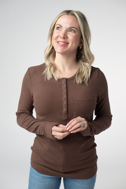 Georgia Long Sleeve Top - Brown