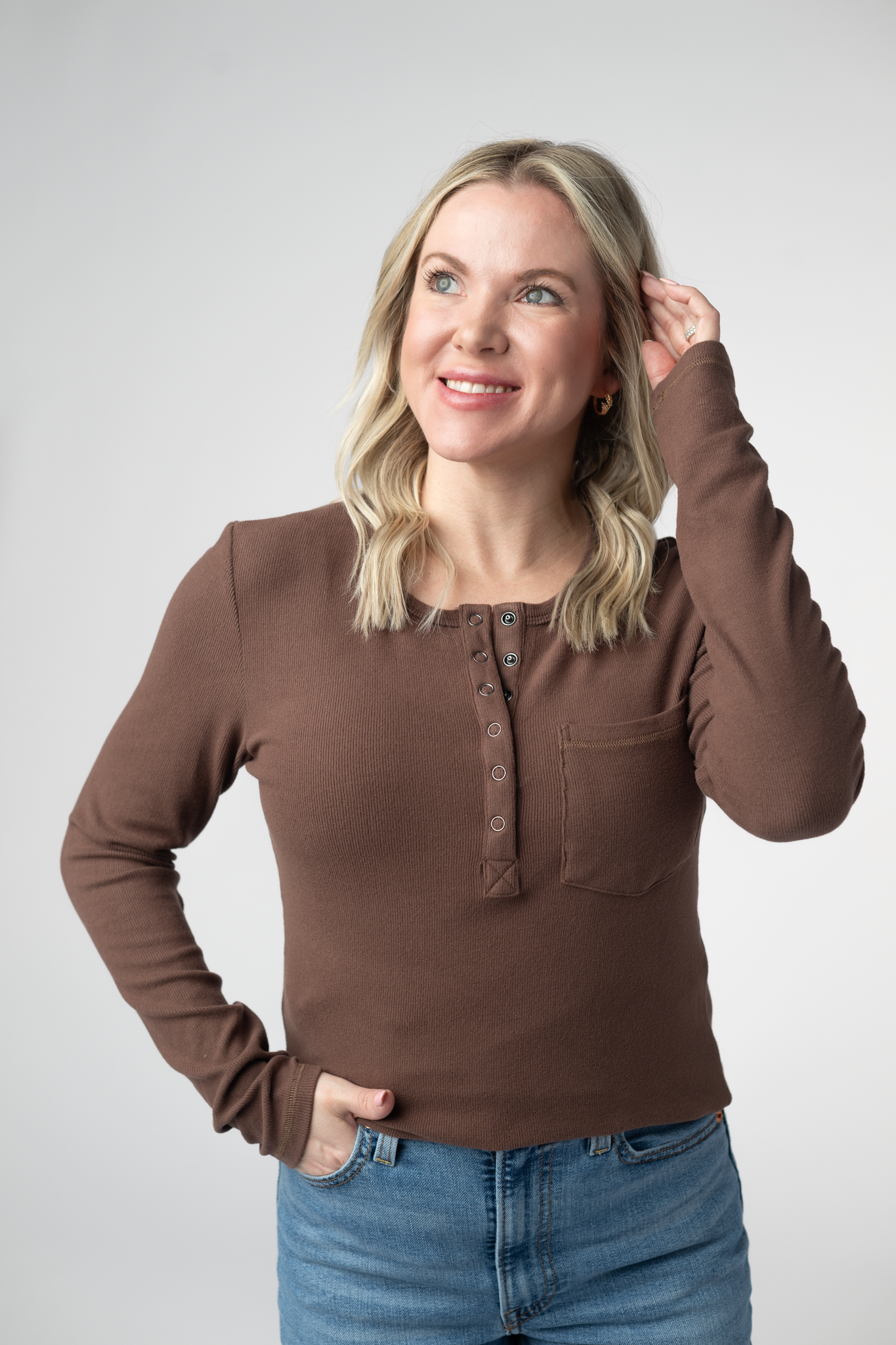 Georgia Long Sleeve Top - Brown