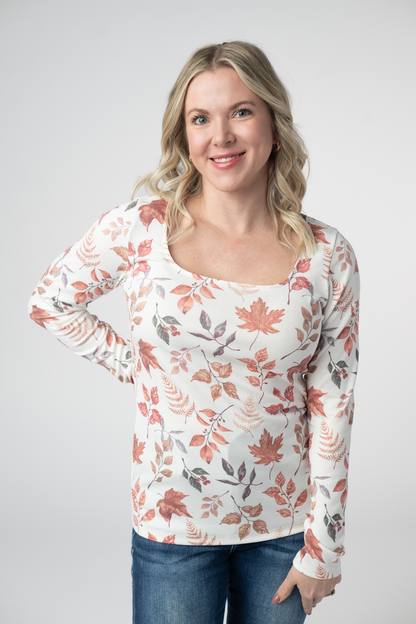 Alyssa Long Sleeve Top - Harvest Leaves