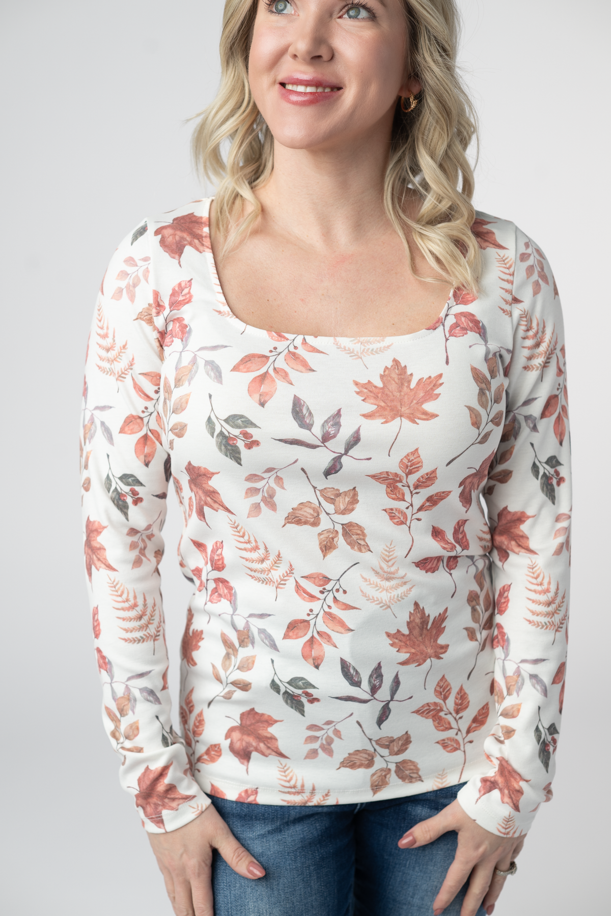 Alyssa Long Sleeve Top - Harvest Leaves