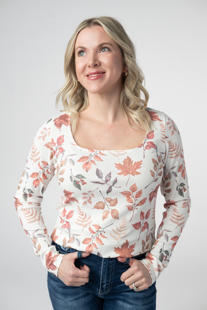 Alyssa Long Sleeve Top - Harvest Leaves