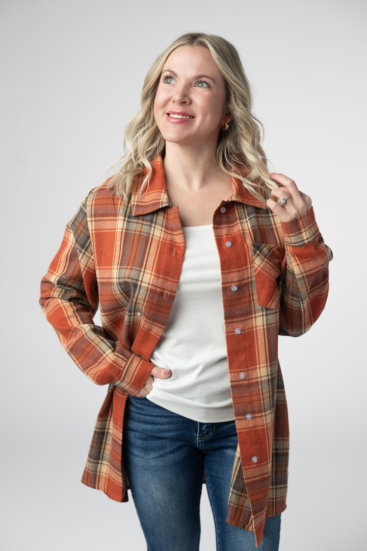 Tunic Plaid Top - Pumpkin Plaid