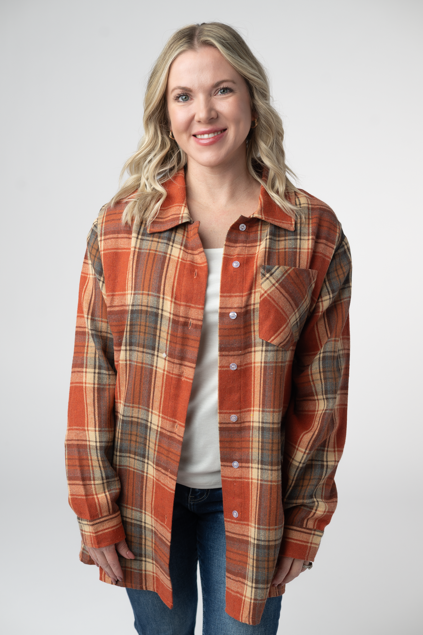 Tunic Plaid Top - Pumpkin Plaid