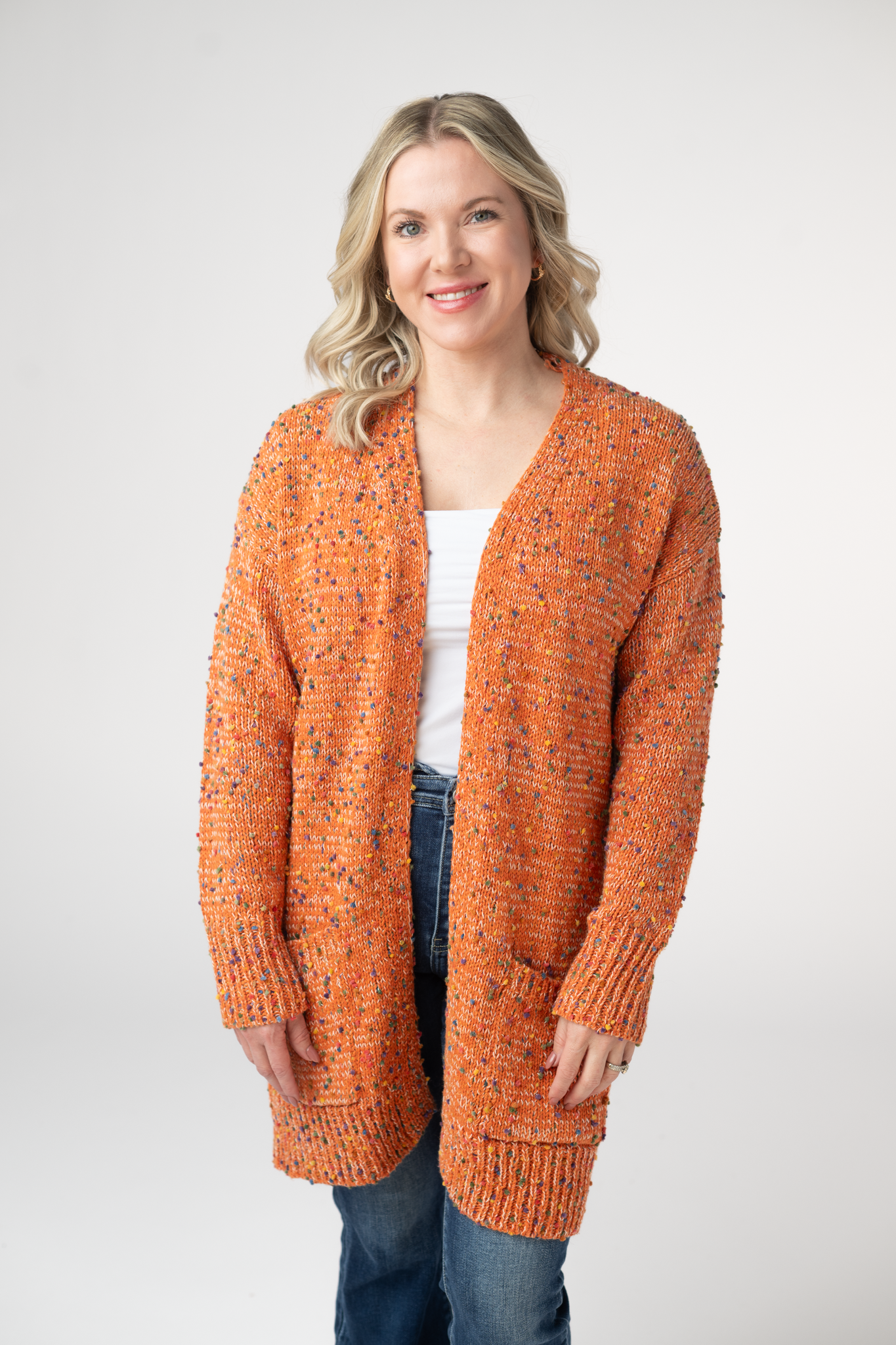 Carly Confetti Dot Cardigan - Pumpkin