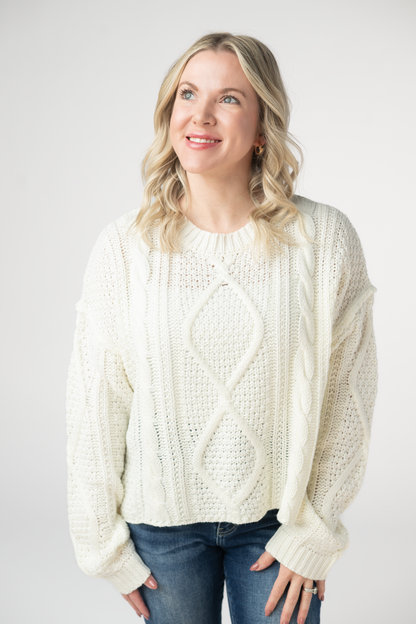 Cable Knit Sweater - Ivory