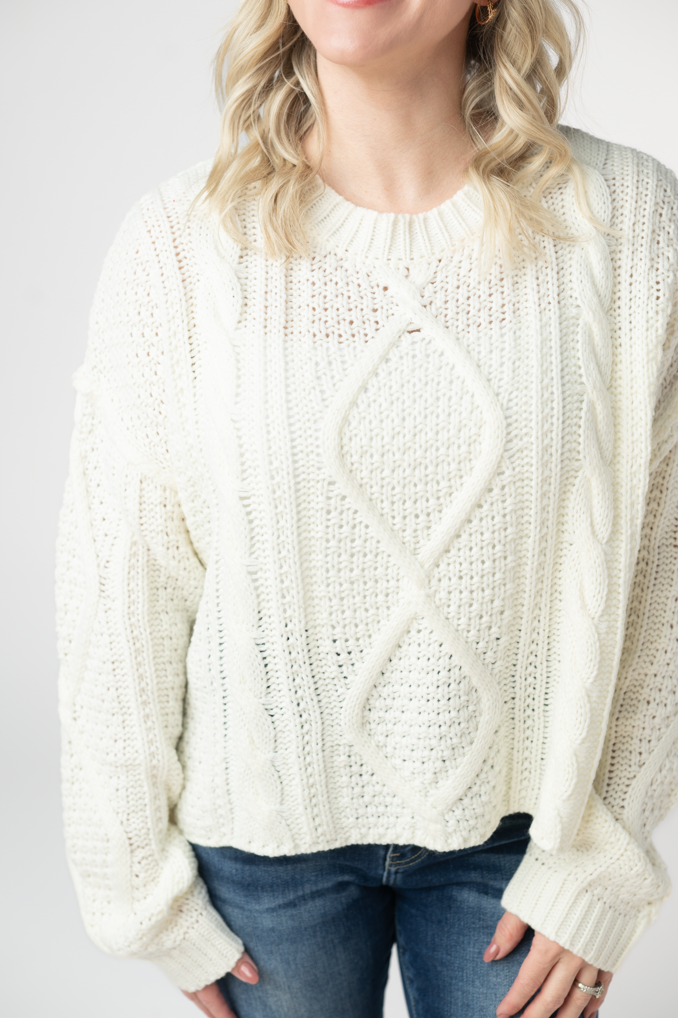 Cable Knit Sweater - Ivory