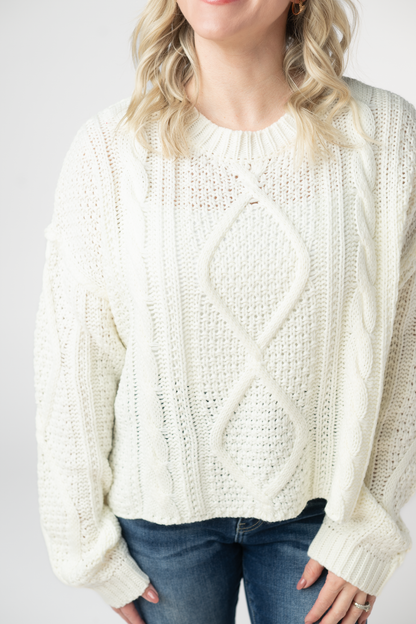 Cable Knit Sweater - Ivory