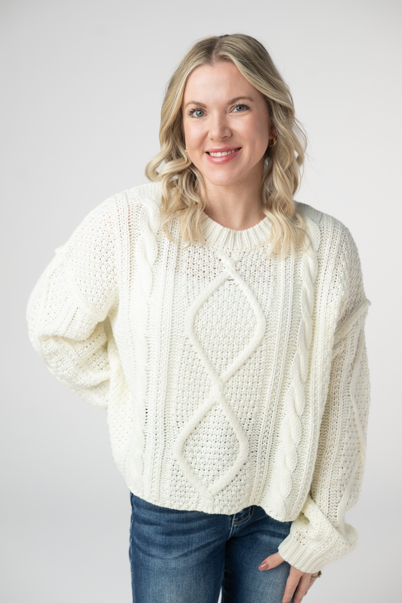 Cable Knit Sweater - Ivory