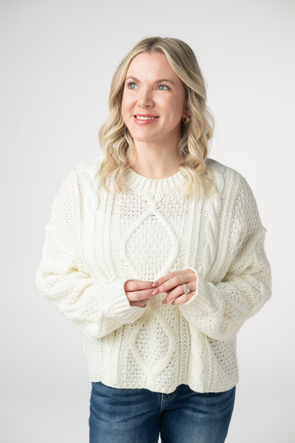 Cable Knit Sweater - Ivory