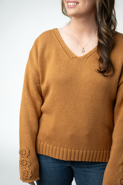 Crochet Sleeve Top - Camel