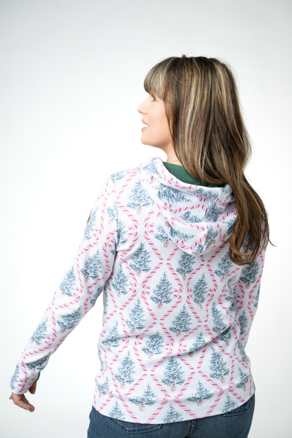 Hailey Pullover Hoodie - Candy Cane Lane
