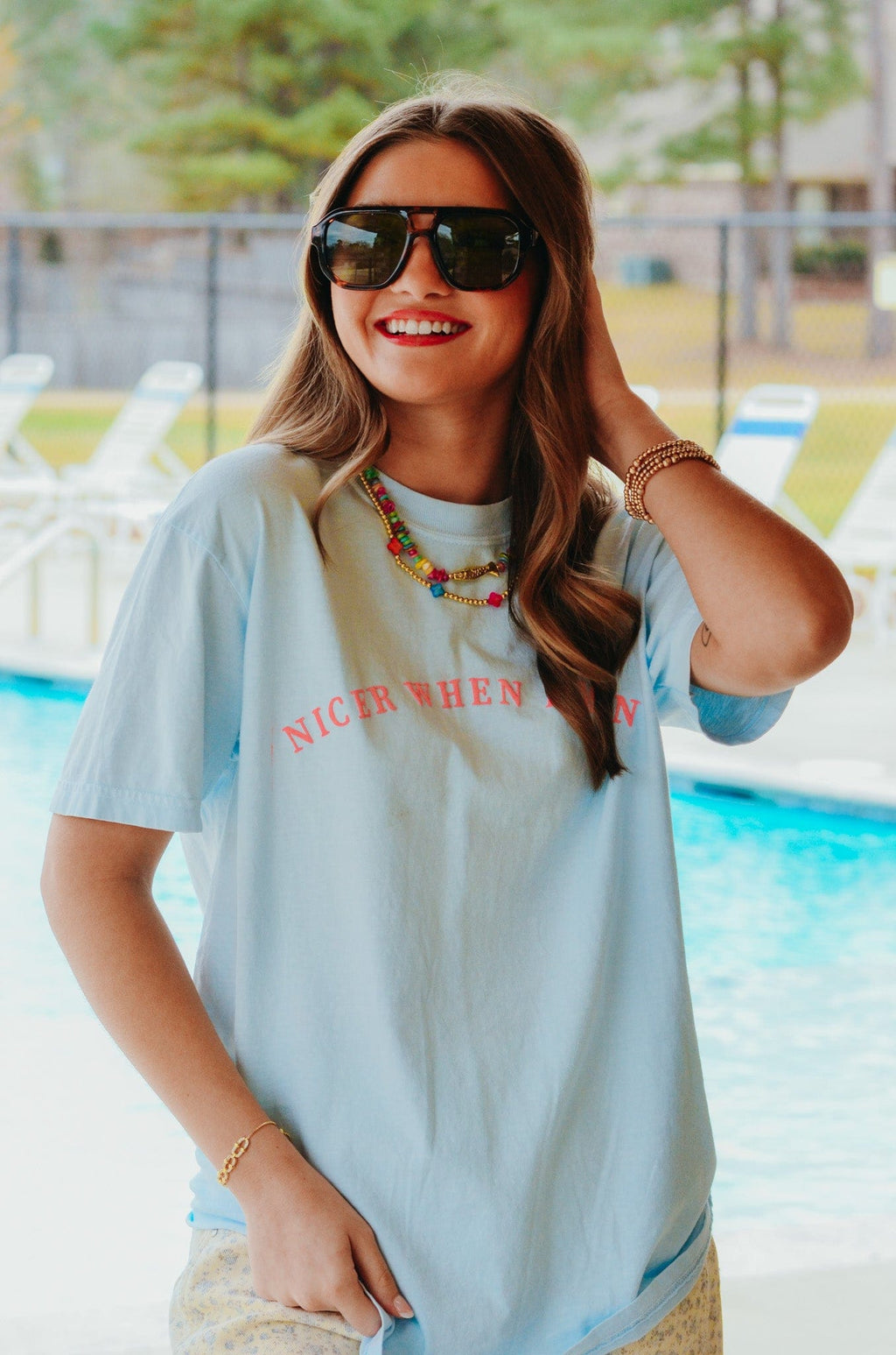 Nicer When I'm Tan Light Blue Tee