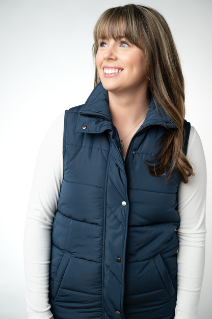 Harlow Long Vest - Navy