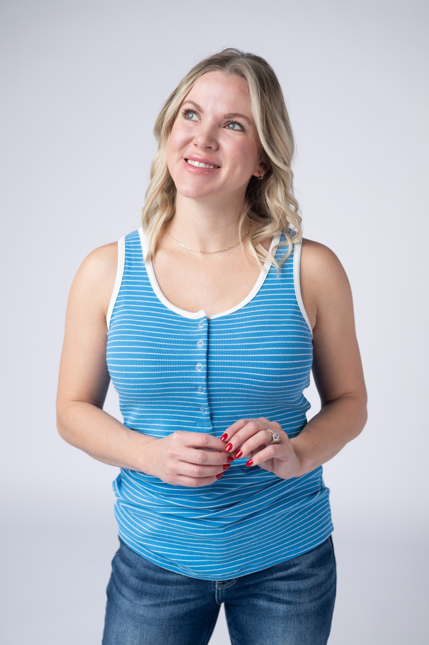 Shiloh Button Snap Tank - Ocean Blue