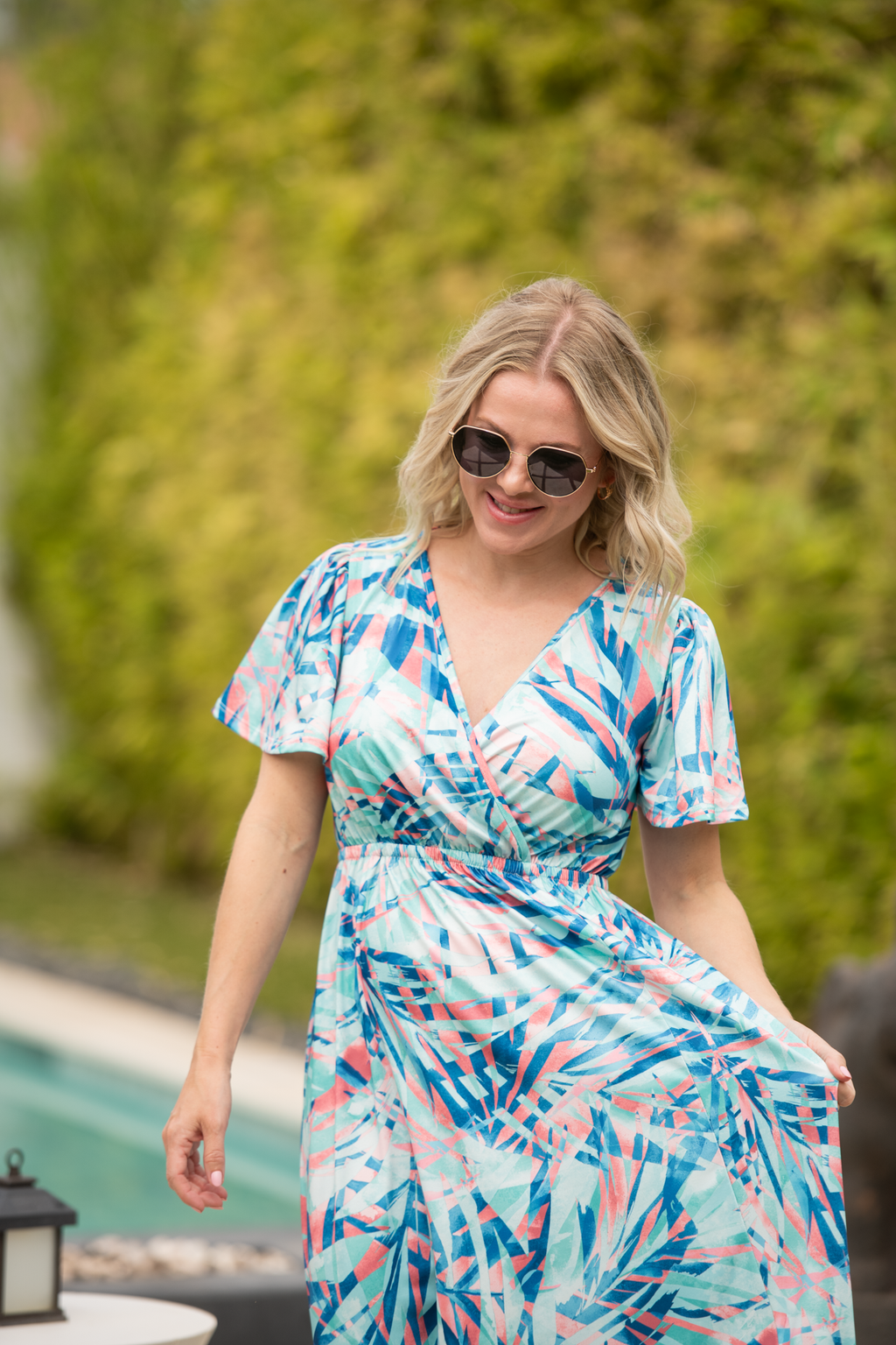 Millie Maxi Dress - Abstract Aqua Breeze