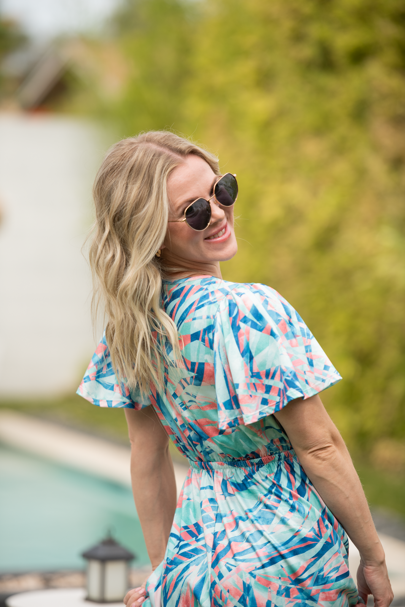 Millie Maxi Dress - Abstract Aqua Breeze