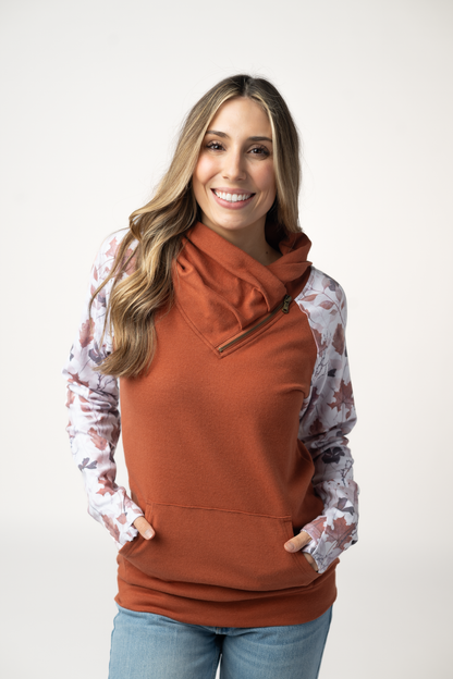 Classic Zoey ZipCowl Sweatshirt - Maple and Fall Foliage