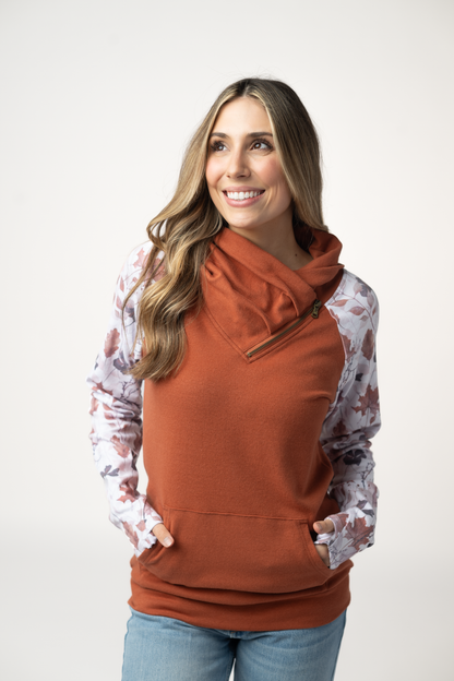 Classic Zoey ZipCowl Sweatshirt - Maple and Fall Foliage