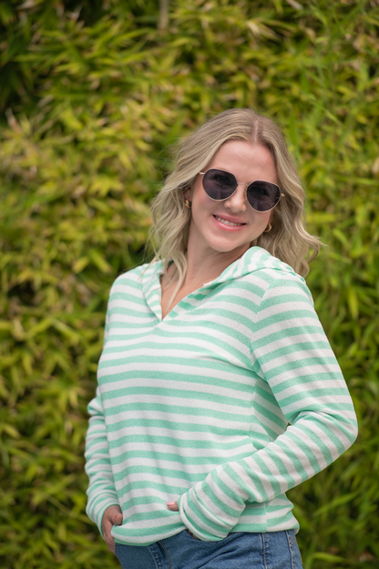 Amelia Striped Hoodie - Green