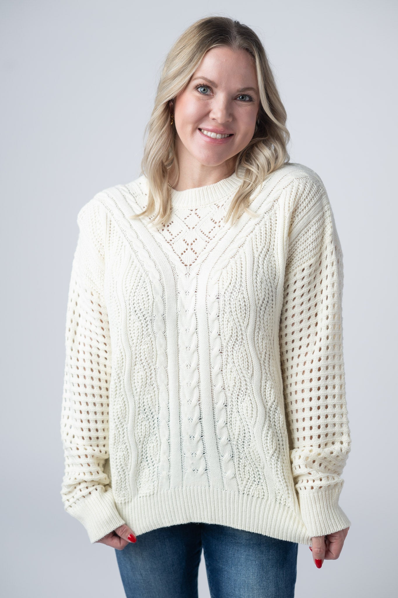 IN STOCK Jasmine Open Knit Sweater - Ivory