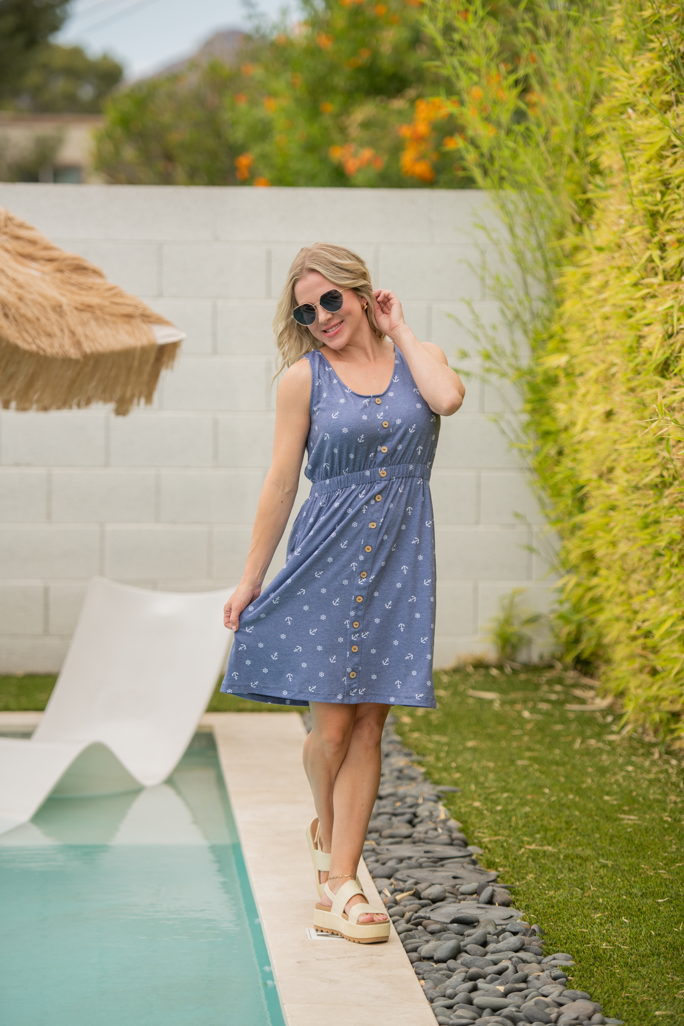 IN STOCK Beverly Button Dress - Nautical Navy